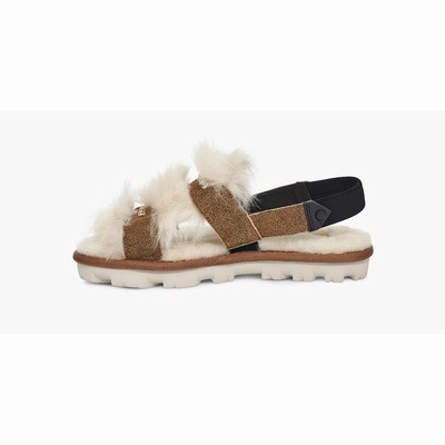 Sandálias UGG Fluff Punk Slingback Mulher Marrom | PT-QCRDY